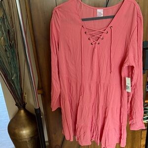 No Boundaries Coral Lace-Up Tunic